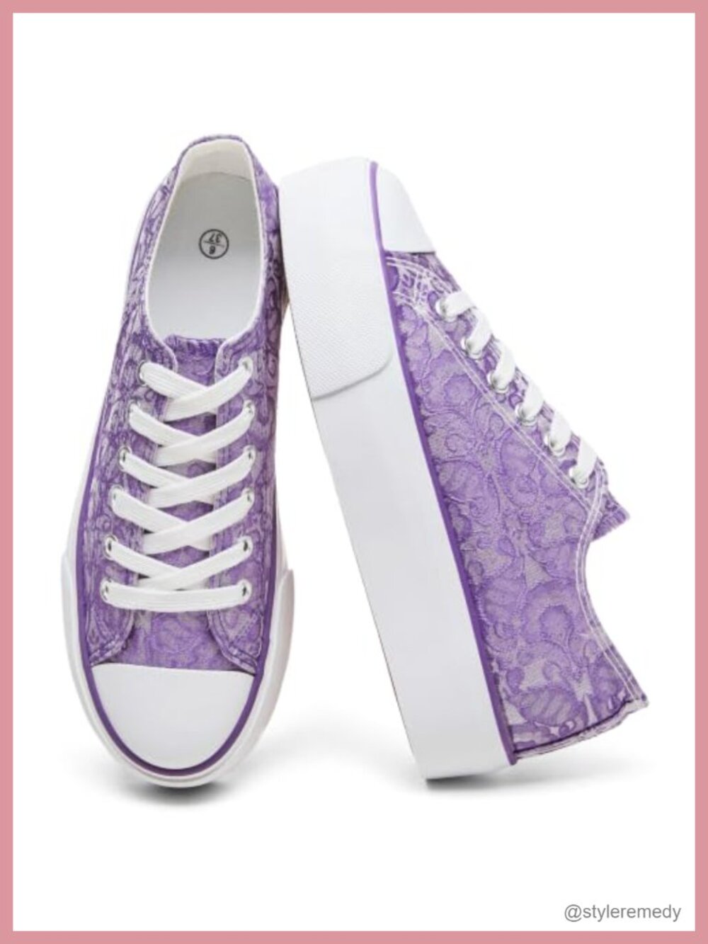 Platform Canvas Sneakers Low Top Lace-Up Rubber Sole Casual Tennis Shoes